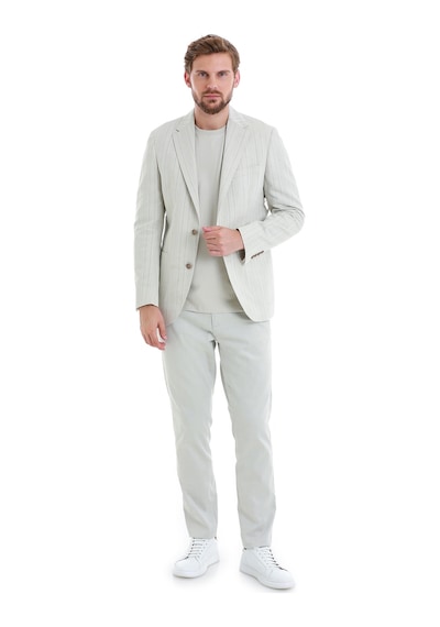 Hatemoğlu Bej Slim Fit Çizgili Mono Yaka Casual Keten Ceket 14242024c002 25 Bej