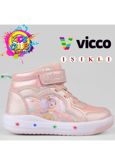 Vicco Klint Phylon Kauçuk Taban Ortopedik Işıklı Çocuk Bot Pudra