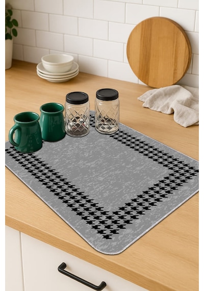 Gri Kazayağı Microfiber Bulaşık Kurutma Kurulama Matı Mm005