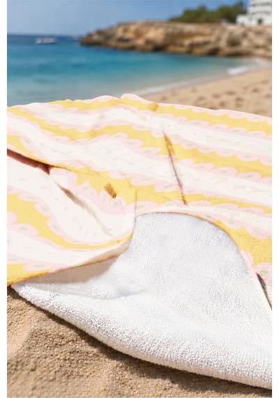Çizgili Retro Fırfır Desenli Plaj Havlusu - Pastel Bohem Sarı Pembe Hızlı Kuruyan Mikrofiber Havlu Yumuşak Papatya Çizgili Retro Fırfır Desenli Plaj Havlusu - Pastel Bohem Sarı Pembe Hızlı Kuruyan Mikrofiber Havlu Yumuşak Papatya