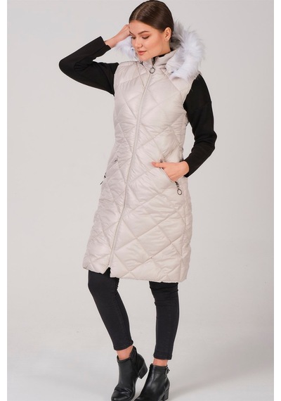Z6717 Dewberry Bayan Yelek-krem Krem