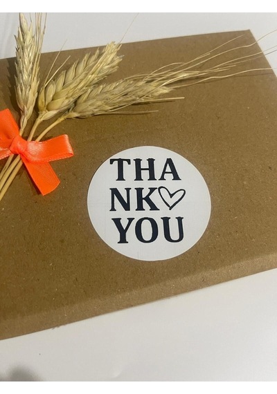 Thank You Kenarı Kalpli Yuvarlak Yapışkanlı Etiket 5x5 Cm 100 Adet