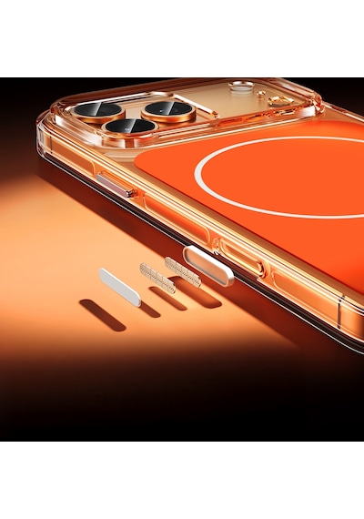 Zore Apple iPhone Uyumlu 17 Pro Kılıf Omsy M-safe Şarj Özellikli Şeffaf Kamera Kontrol Butonlu Lugano Kapak - Lacivert