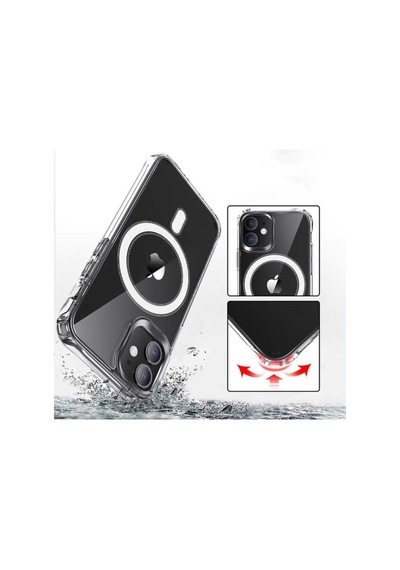 Apple iPhone Uyumlu   11 Magesafe Wireless Kılıf Köşe Korumalı Darbe Emici Şeffaf Sert Silikon R2569:no:11 Şeffaf
