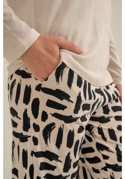 Pierre Cardin Kadın Better Than Yesterday Krem Uzun Kol Pijama Takım Pc9299-s-v1 Pc9299-s-v1