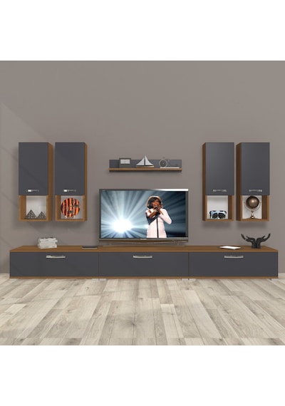 Decoraktiv Eko 8da Mdf Tv Ünitesi Tv Sehpası Ceviz - Antrasit