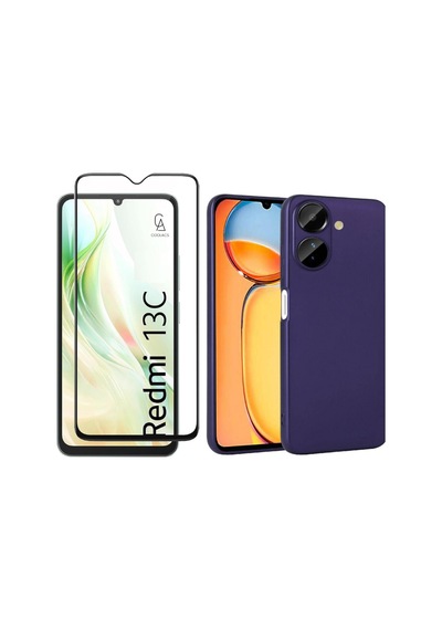 Xiaomi Redmi 13c İle Uyumlu Telefon Kılıfı Ve 5d Tam Kaplayan Cam Ekran Koruyucu