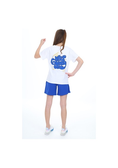 Toontoy Kids Toontoy Kız Çocuk Garni Detaylı Baskılı Şortlu Takım Saks Mavi Toontoy Kids Toontoy Kız Çocuk Garni Detaylı Baskılı Şortlu Takım Saks Mavi