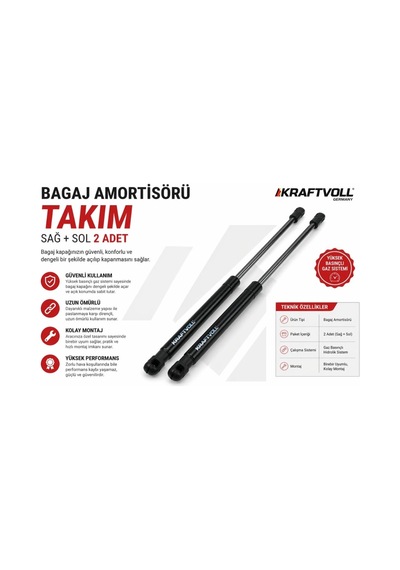 Renault Clio 4 Bagaj Amortisörü Takım Sağ + Sol 2012 Ve Üzeri Uyumlu Güçlü Basınçlı Siyah