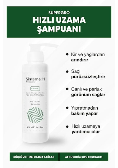 Sisteme 11 Hızlı Uzama Şampuanı 250 Ml Geç Uzayan
