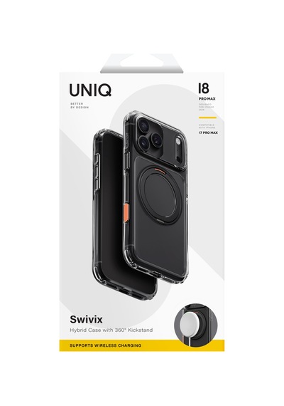 Apple iPhone Uyumlu 18 Pro Max Kılıf Swivix Dönebilen Metal Halkalı Koruyucu Premium Dayanıklı Darbe Emici Kapak Sıyah