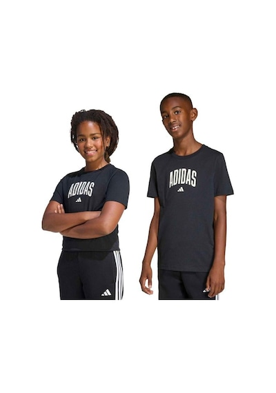 Adidas Collegiate Graphic Çocuk Siyah Yuvarlak Yaka Tişört Siyah