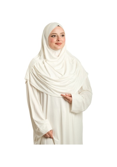 Hürrem Bone Krem 2 Parça Namaz Elbisesi Viskon Düz 2504 40 Krem