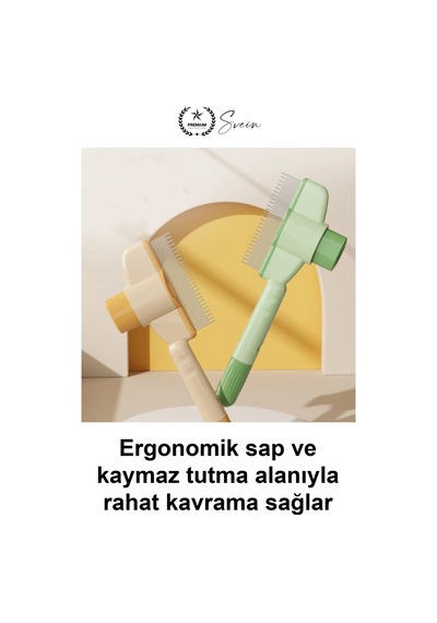 Keditarağı Pratik Basmalı Kendini Temizleyen Evcil Hayvan Kıtık Açıcı Tarak Köpek Tavşan Tüy Toplam