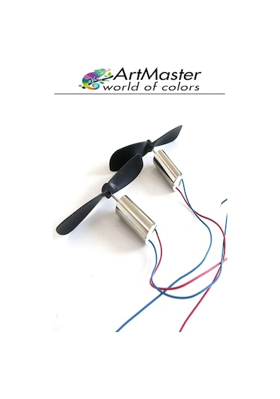 Mini Drone Motor Ve Pervanesi 2 Adet Dc Motor Yüksek Hızlı Çekirdeksiz Pervane Kanatı Helikopter Uçak Drone Deney Okul