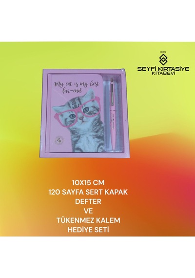 10x15 Cm Çizgili 120 Sayfa Sert Kapak Defter Ve Tükenmez Kalem Hediye Seti Pembe