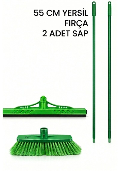 Fırça Ve Yersil Seti 2 Saplı Yumuşak Kıllı Fırça + 55 Cm Yer Çekpası