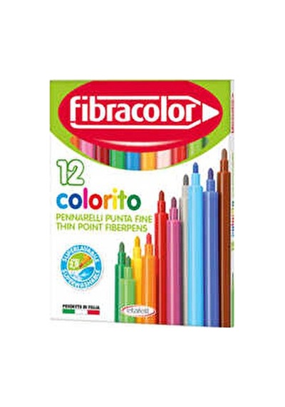 Fibracolor İnce Uçlu Keçeli Kalem 12 Renk 2,9 Mm Kalınlıkta Uzun Ömürlü Ve Yıkanabilir