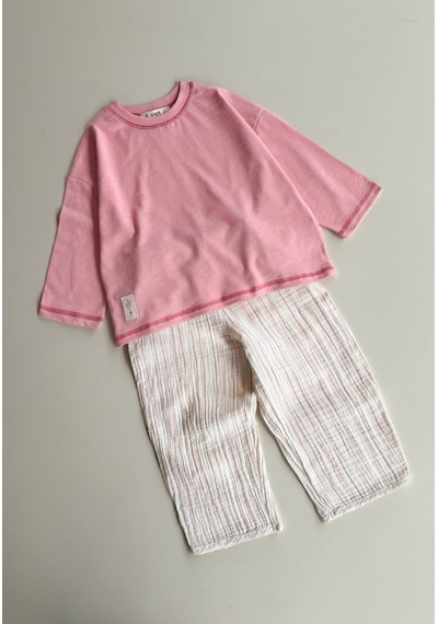 Cigit Oversize Pantolon Takım 2-10 Yaş Pembe