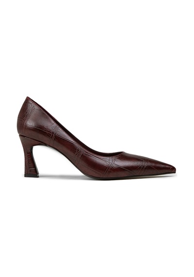 Deery Kadın Bordo Krokodil Desenli Orta Topuklu Stiletto - V4030zbrdm01 Bordo