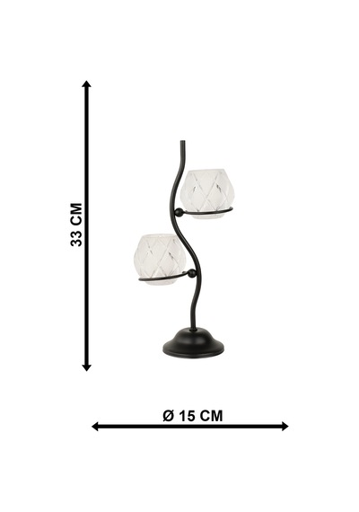 Solis 2.li Camlı Tealight Mumluk Siyah