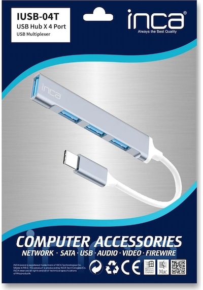 Inca Type-c Girişli 4port Usb Çoklayıcı Hub - Iusb-04t