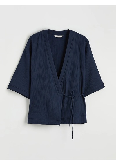 Lc Waikiki Lacivert Kruvaze Yaka Dokulu Kadın Kimono