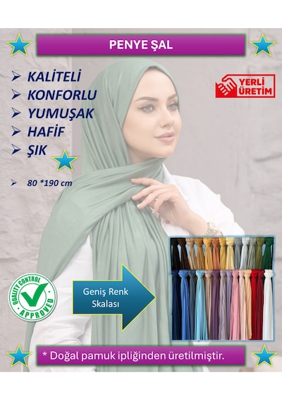 Penye Şal Tesettür Giyim, %100 Pamuk, Hafif, Rahat, Şık, Yüksek Kalite, Shawl, Scarf, Hijab, Shawl Siyah