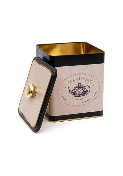 Azura Tea Desenli Kare Metal Saklama Kabı 12 x 12 x 13.7 CM 1.8 L Çok Renkli