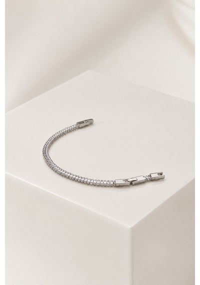 Balenbi Jewelry Kadın Sıra Taşlı Tenis Model Kararmaz Çelik Bileklik Gümüş Renk 1124