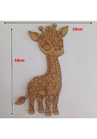 Boyanabilir Ahşap Zürafa Figürü 18x10 Cm 10 Adet