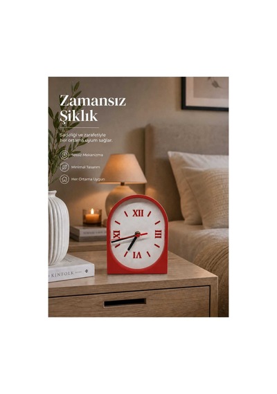Modern Dekoratif Şık Masa Saati Çift Taraflı Çerçeve Ve Saat Kırmızı Kırmızı