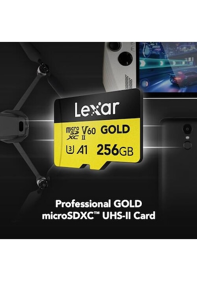 Lexar 256 GB Profesyonel GOLD UHS-II MicroSDXC Hafıza Kartı