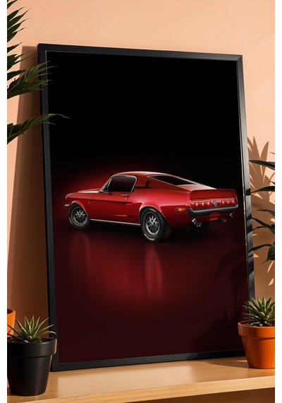 Saturn Ford Mustang Fastback Çerçeveli Tablo Erkek Odası Ve Garaj Dekoru Classic Car Collection