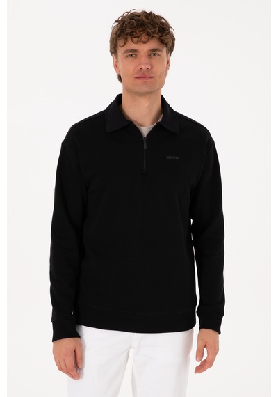 U.S. Polo Assn. Erkek Regular Fit Yarım Fermuarlı Şardonlu Siyah Basic Sweatshirt 50313783-VR046 U.S. Polo Assn. Erkek Regular Fit Yarım Fermuarlı Şardonlu Siyah Basic Sweatshirt 50313783-VR046