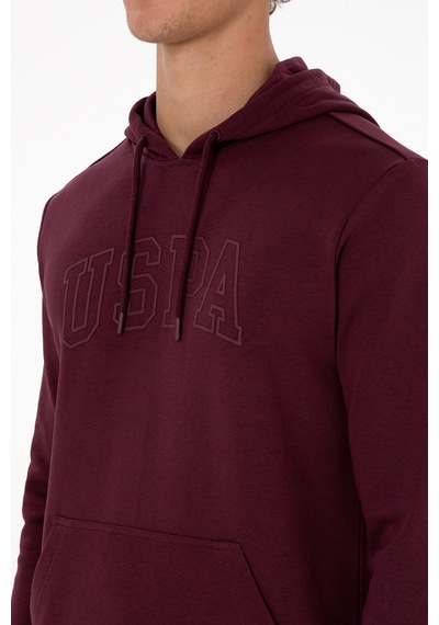 U.S. Polo Assn. Erkek Regular Fit Kapüşonlu Koyu Bordo Basic Sweatshirt 50315663-VR177