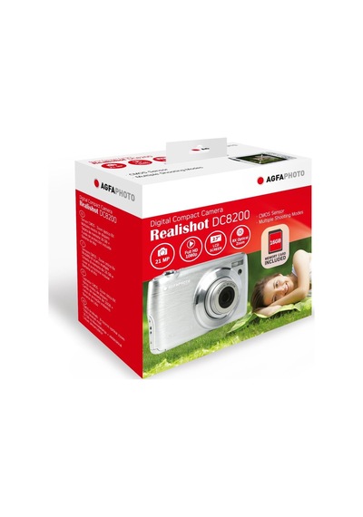 Realishot Dc8200 Fotoğraf Makinesi, Dijital Kamera, Kompakt, 18 Mp, Full Hd, Lcd Ekran, 2,7 İnç, Optik Zoom, 8 X Lityum Pil Ve Sd Kart 16 Gb, Gümüş