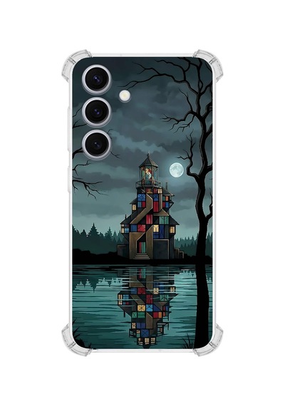 Printify Samsung Galaxy S25fe İle Uyumlu Simya Serisi Gölge Ve Cam Tasarımlı Uv Baskılı Köşe Korumalı Antişok Kılıf Şeffaf