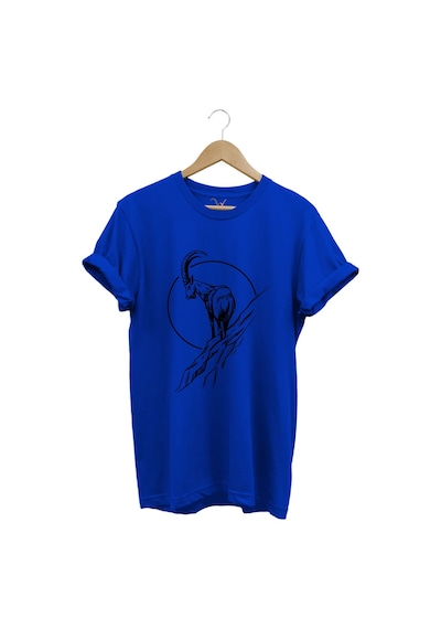 Avcılık Dağ Keçisi Baskılı %100 Pamuk Regular Fit Bisiklet Yaka Mavi T-shirt Mavi Avcılık Dağ Keçisi Baskılı %100 Pamuk Regular Fit Bisiklet Yaka Mavi T-shirt Mavi