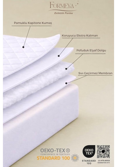 Adelya Mikrofiber Kapitone Fitted Full Kenar Su Sıvı Geçirmez Yatak Koruyucu Alez 100 X 200