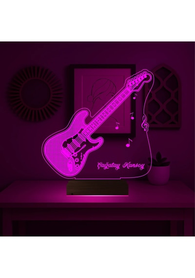 Luvivia Elektro Gitar Gitarist Rock Müzik Kişiye Özel 3d Lamba - Masa Gece Lambası V2 Şeffaf
