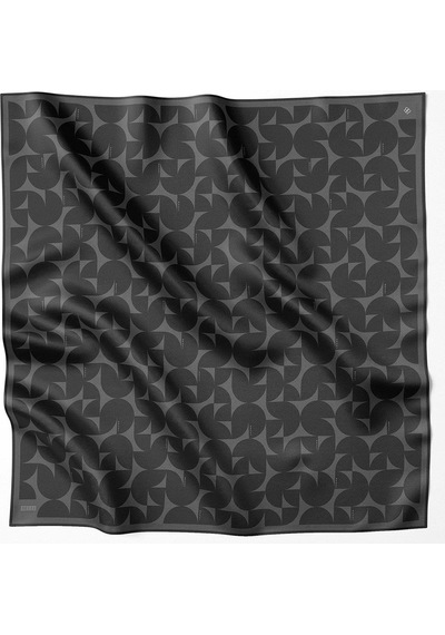 Belli Twill İpek Eşarp - 4117-04 Siyah Füme Siyah Füme