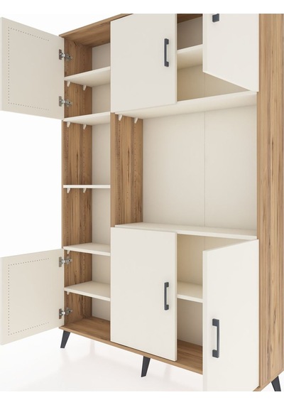 Arges Dolap 9 Raflı 6 Kapaklı 132x30x195 Çam-aytaşı/aytaşı Çam