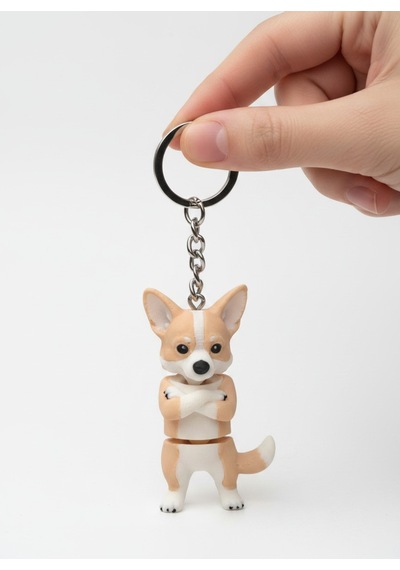 Corgi Köpek Figürlü Hareketli Anahtarlık