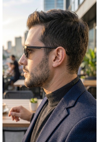 Di Caprio Dc3050black Urban Edge Dikdörtgen Polarize Camlı Erkek Güneş Gözlüğü Siyah