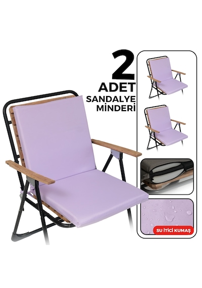 Xpermate 2'li Arkalıklı Sandalye Minderi Fermuarlı 40x40 Lila