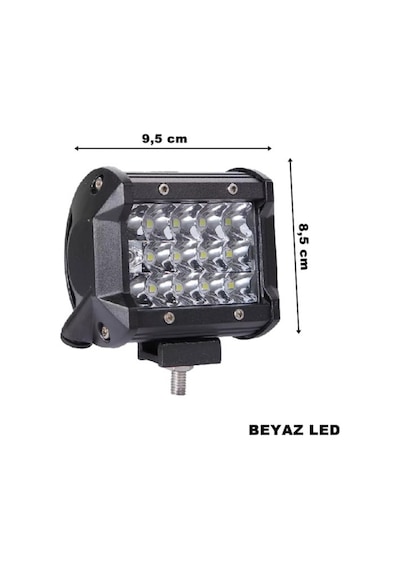 ŞüsCarOto Off Road Led Lamba Delici Yayıcı Beyaz Kare Sis Farı Projektör 45W 12 Led Metal Arazi Çalışma Lambası 1 Adet (00)
