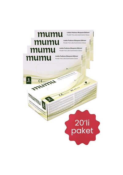 Mumu Pudrasız Lateks Muayene Eldiveni 20 x 100 Adet