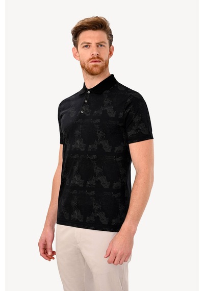 Erkek Siyah Gri T-shirt Polo Yaka Siyah - Gri