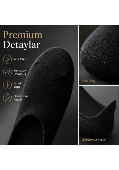 Genel Erkek Geri Dönüşüm İplikli 12 Li Görünmez Sneaker Çorap, İnce Dikişli, Nefes A Siyah 12'li / 39-44
